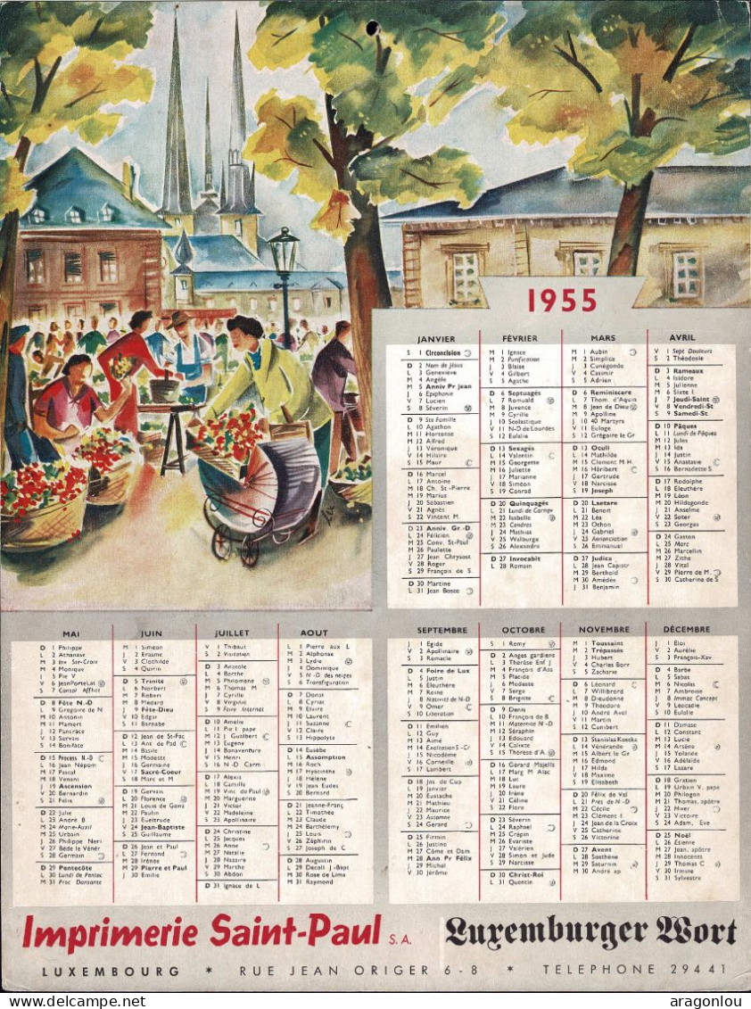 Luxembourg Calendrier 1955 Imprimerie Saint-Paul, Luxemburger Wort / Grand Format - Grand Format : 1941-60