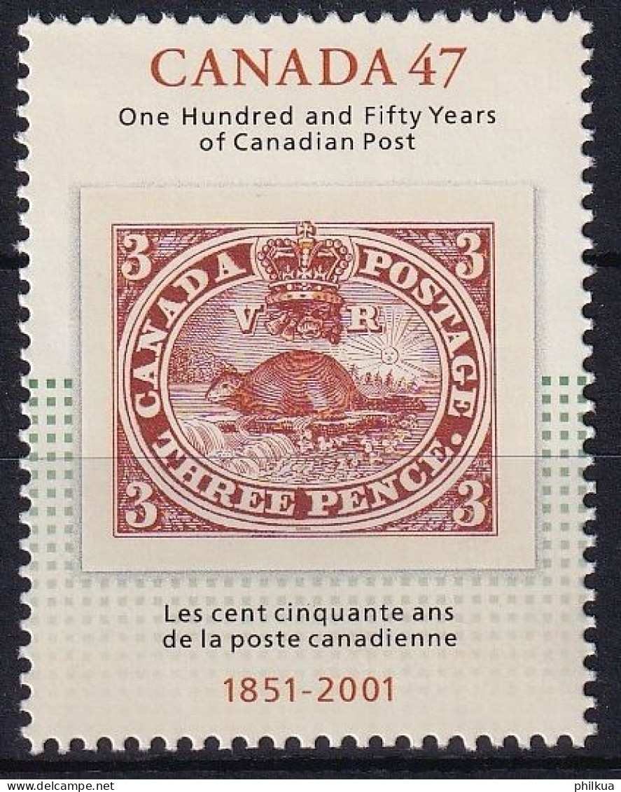 MiNr. 1977 Kanada (Dominion) 2001, 6. April. 150 Jahre Kanadische Briefmarken Postfrisch/**/MNH - Ongebruikt