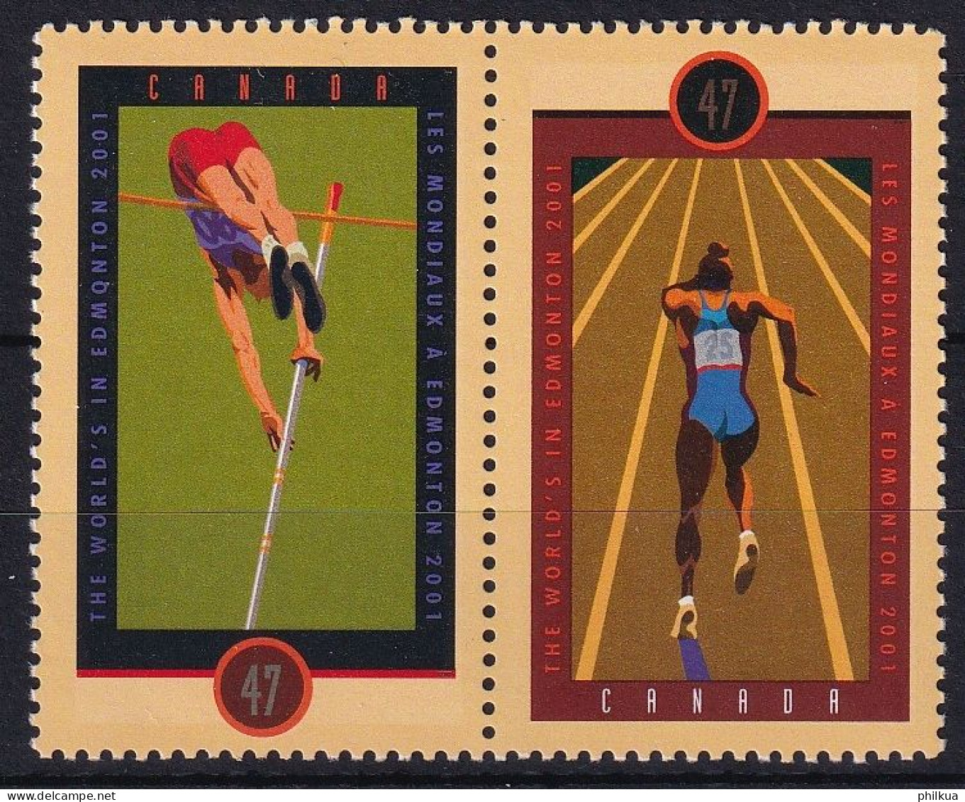 MiNr. 1992 - 1993 Kanada (Dominion) 2001, 25. Juni. Leichtathletik-Weltmeisterschaften, Edmonton Postfrisch/**/MNH - Ongebruikt