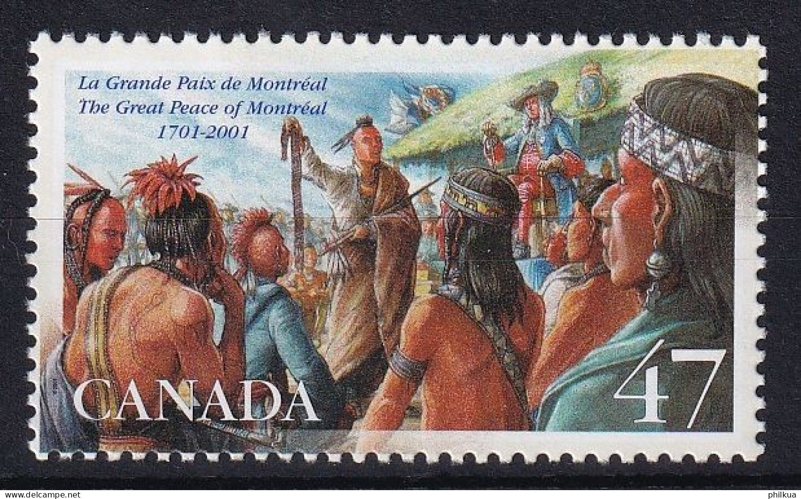 MiNr. 2003 Kanada (Dominion) 2001, 3. Aug. 300. Jahrestag Der Unterzeichnung Des Großen Friedens Postfrisch/**/MNH - Ungebraucht