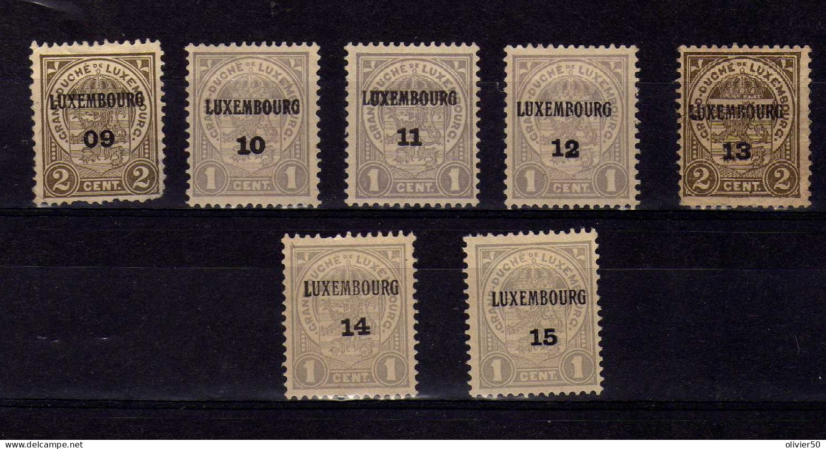 Luxembourg (1909-15) - Armoiries - Probliteres - Sans Gomme - No Gum - Voorafgestempeld