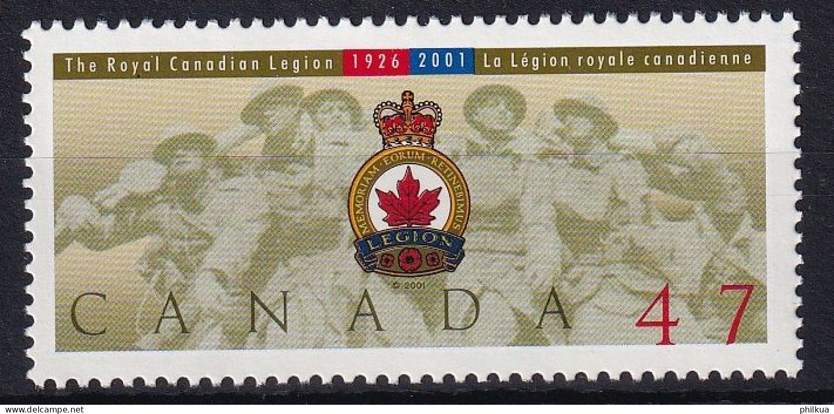 MiNr. 2021 Kanada (Dominion) 2001, 11. Nov. 75 Jahre Königlich-Kanadische Legion Postfrisch/**/MNH - Unused Stamps