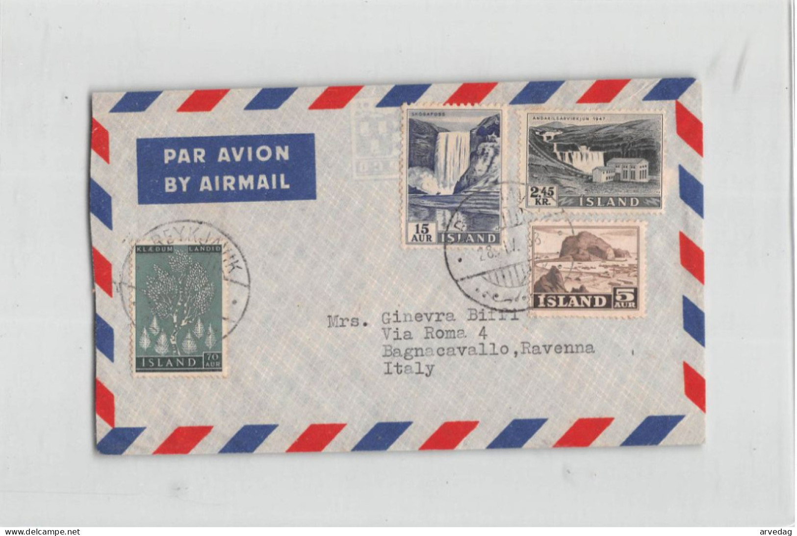 9568 01 ISLAND REYKJAVIK TO ITALY - Storia Postale