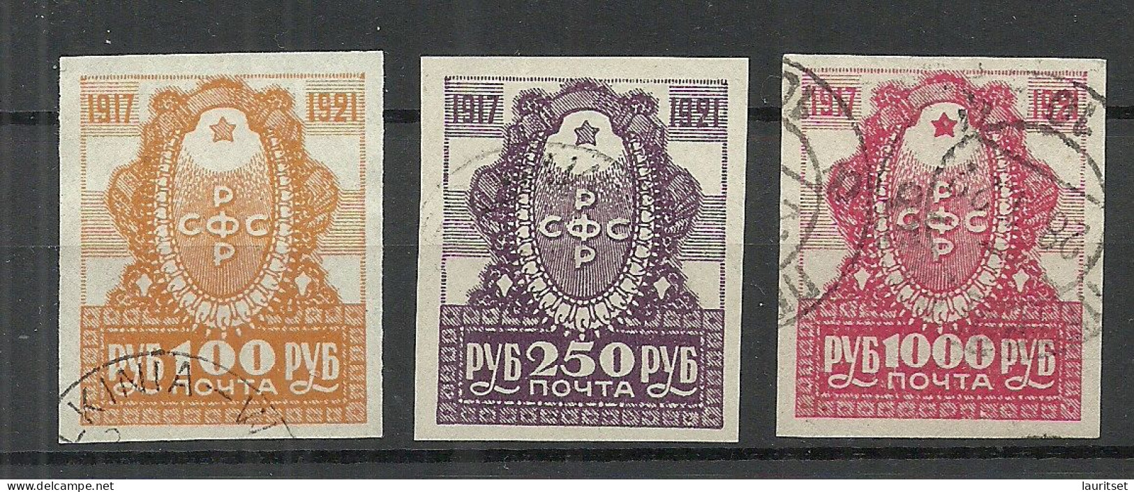 RUSSLAND RUSSIA 1921 Michel 162 - 164 Oktoberrevolution O - Gebraucht