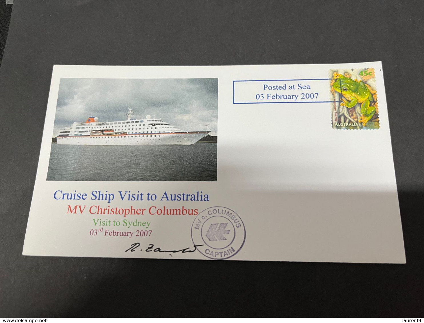 16-7-2023 (2 S 24) Cruise Ship Cover -  Christopher Colombus (2007) - Signed By Ship Captian's - 4 Of 10 - Other (Sea)