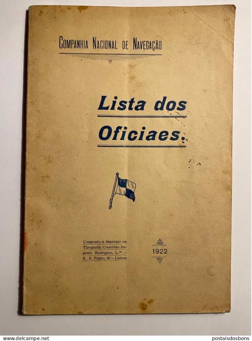 C25) COMPANHIA NACIONAL DE NAVEGAÇÃO CNN Lista De Oficiais 1922 Portugal - Autres & Non Classés