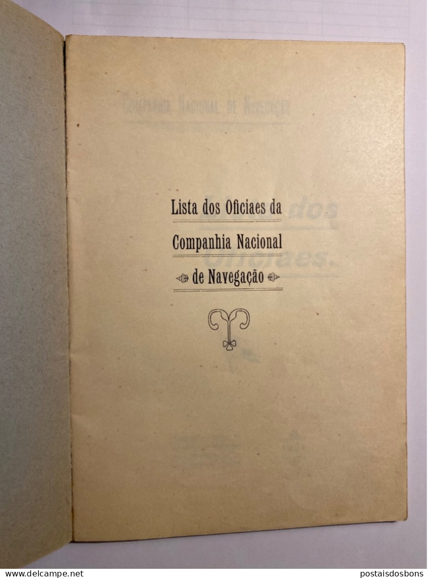 C25) COMPANHIA NACIONAL DE NAVEGAÇÃO CNN Lista De Oficiais 1924 Portugal - Autres & Non Classés