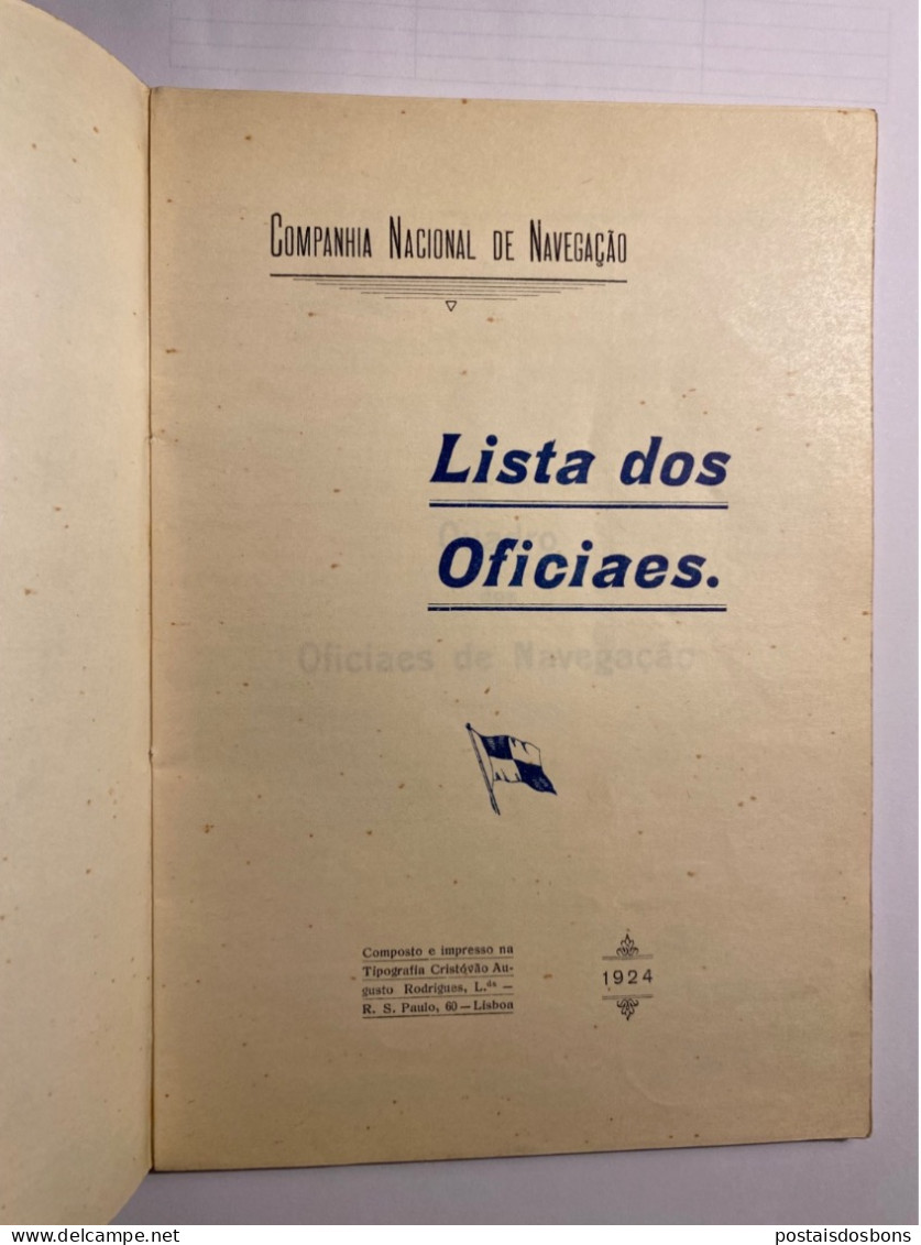 C25) COMPANHIA NACIONAL DE NAVEGAÇÃO CNN Lista De Oficiais 1924 Portugal - Autres & Non Classés