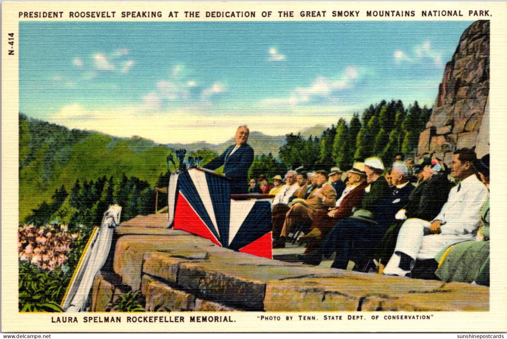 President Roosevelt Speaking At The Dedication Of The Great Smoky Mountwains National Park - USA National Parks
