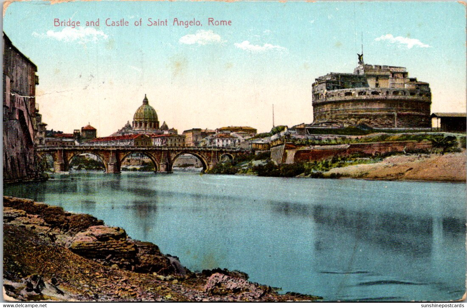 Italy Roma Rome Bridge And Castle Of Saint Angelo 1913 - Bruggen