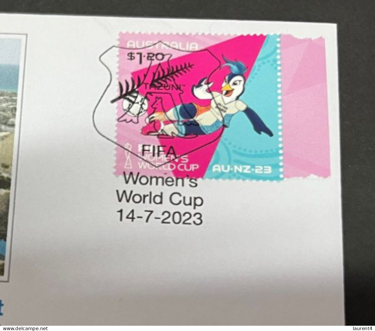 16-7-2023 (2 S 25 A) Women's Football World Cup ($1.20 FIFA Mascot Stamp) FIFA Friendly Final - UK (0) Canada (0) - 2 Dollars