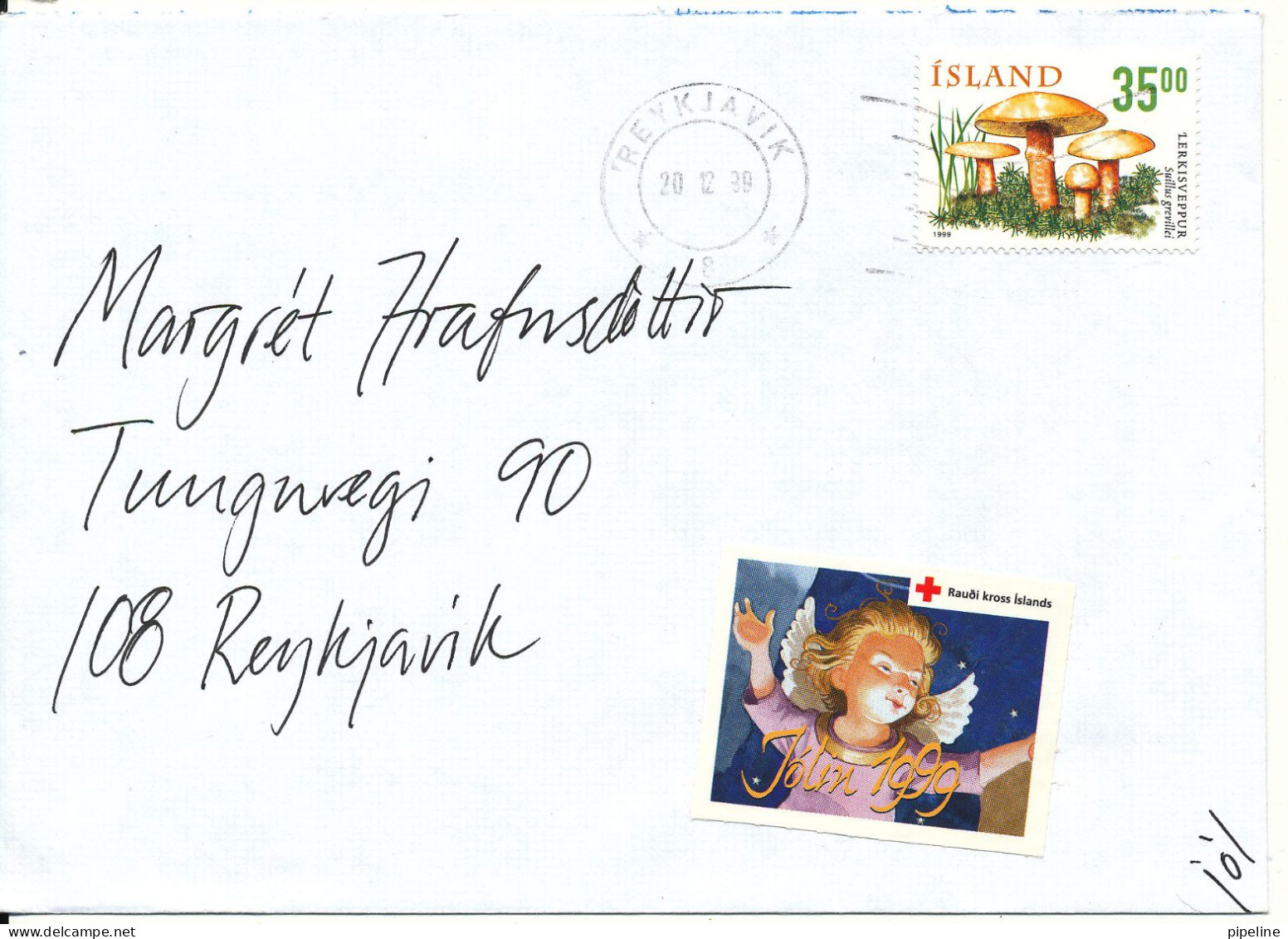 Iceland Cover Reykjavik 20-12-1999 Single Franked + Christmas Seal - Storia Postale