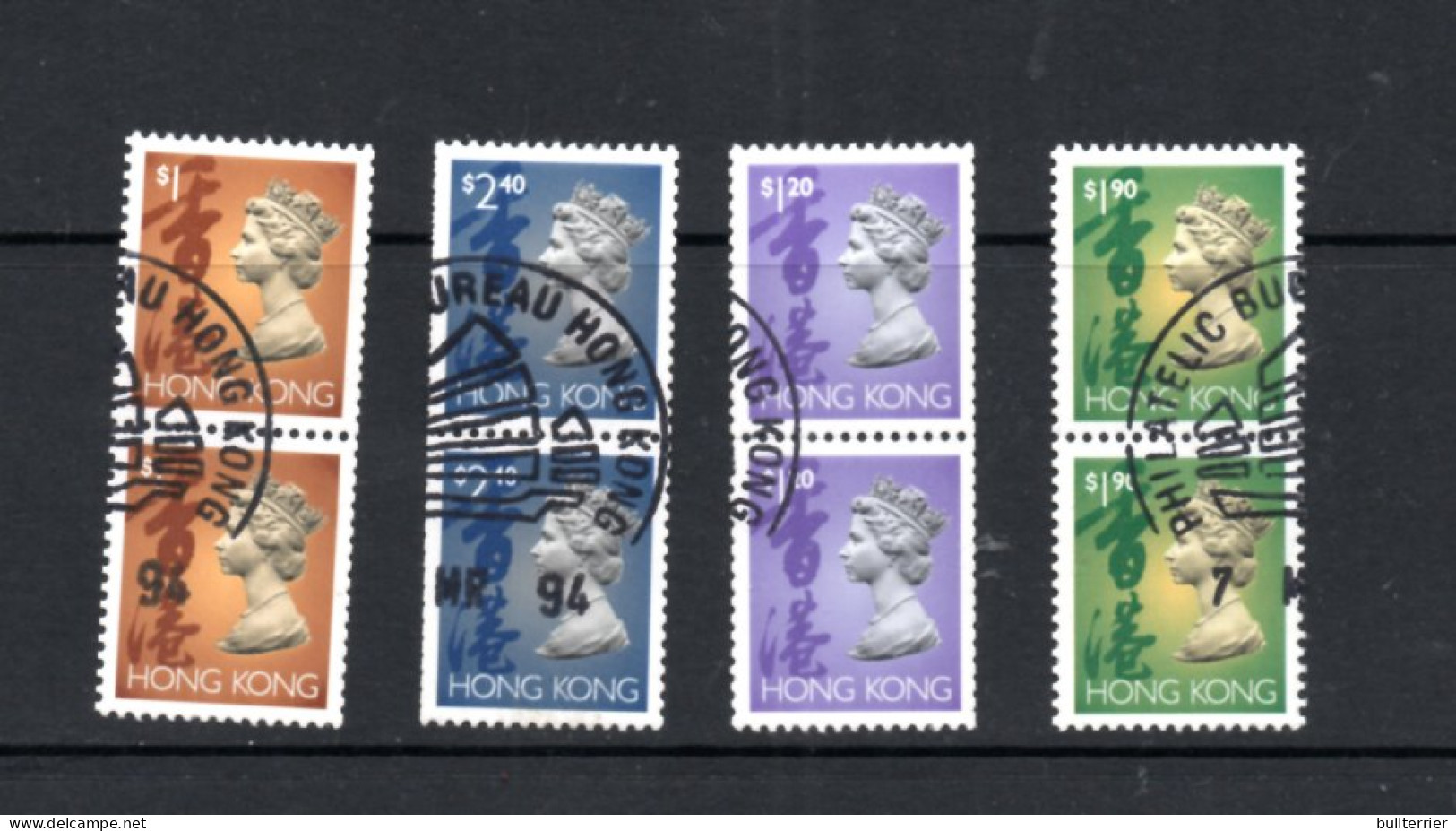 HONG KONG -1992 - $1,$1.90,$1.20 AND $2.40 FINE USED PAIRS USED  SG £7.90 - Gebraucht