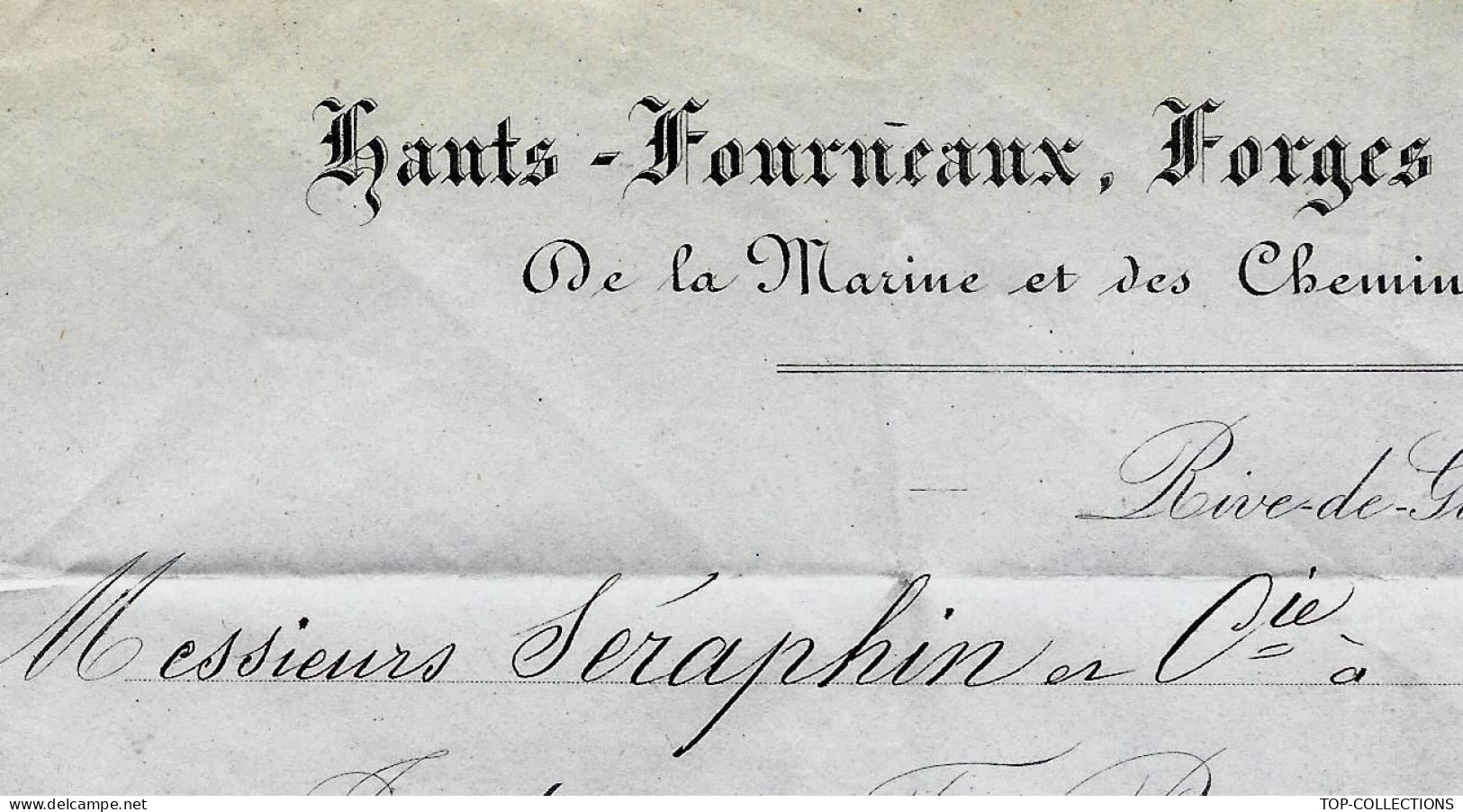 INDUSTRIE 1855  HAUTS FOURNEAUX FORGES ACIERIES DE LA MARINE ET DES CHEMINS DE FER Rive De Gier Loire =>  Séraphin Paris - 1800 – 1899