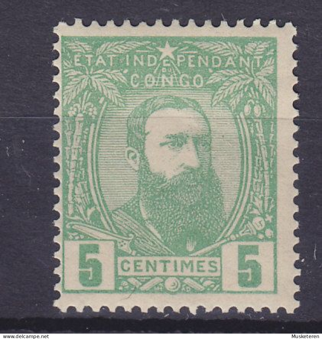 Belgian Congo 1891 Mi. 6, 5c. Leopold II., MH* - 1884-1894