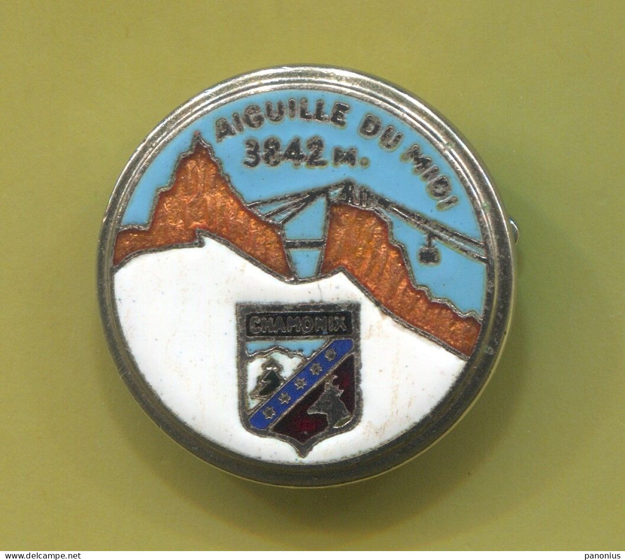 Alpinism Mountaineering Climbing - Chamonix Mont Blanc, Vintage Pin Badge Abzeichen, Enamel - Alpinismus, Bergsteigen