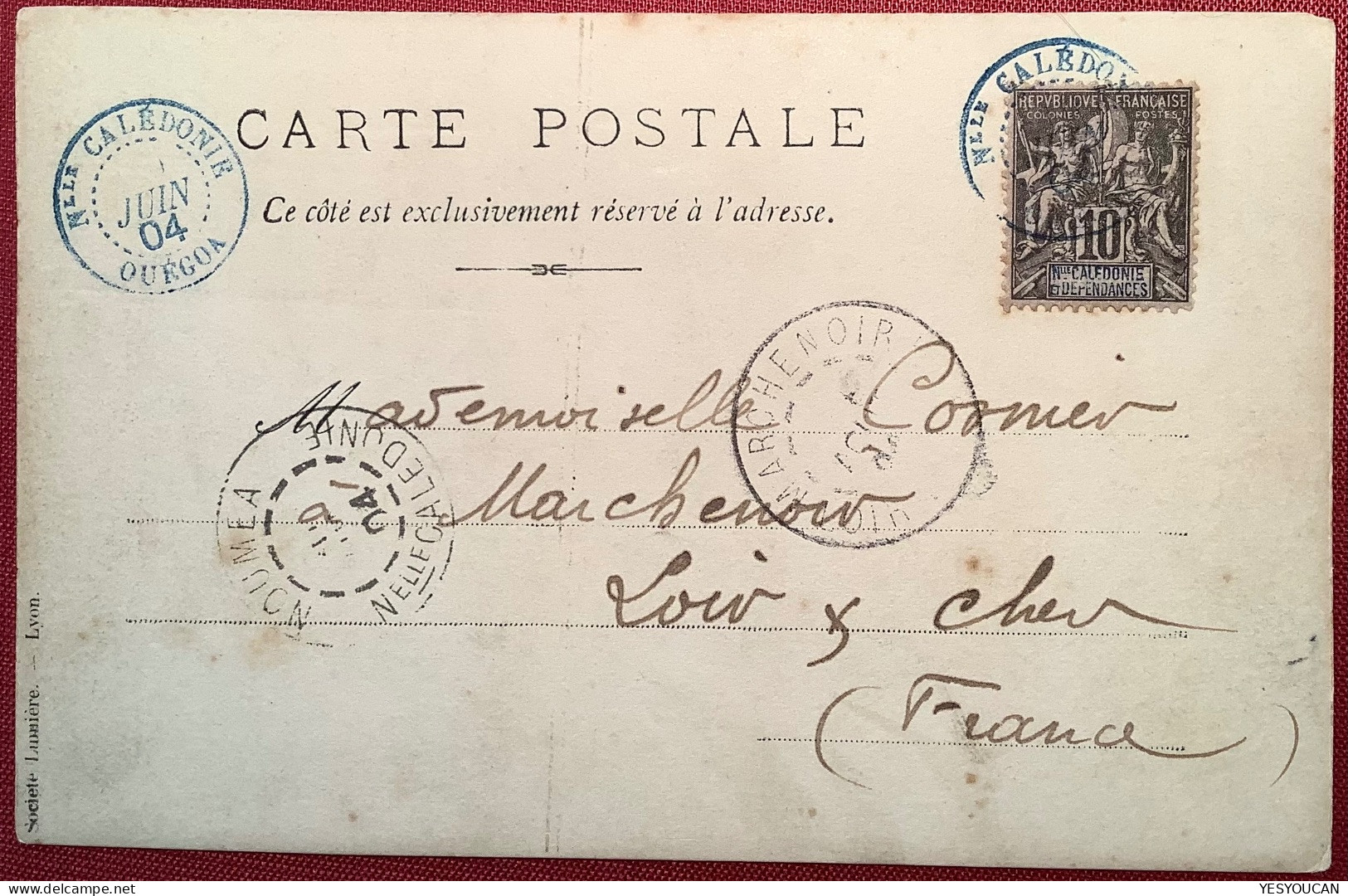 "OUÉGOA 1904" Cpa Photo RRR ! "VOH La Poste Et L’ école" Type Groupe SUP (Nouvelle-Calédonie Cover Carte Postale - Lettres & Documents