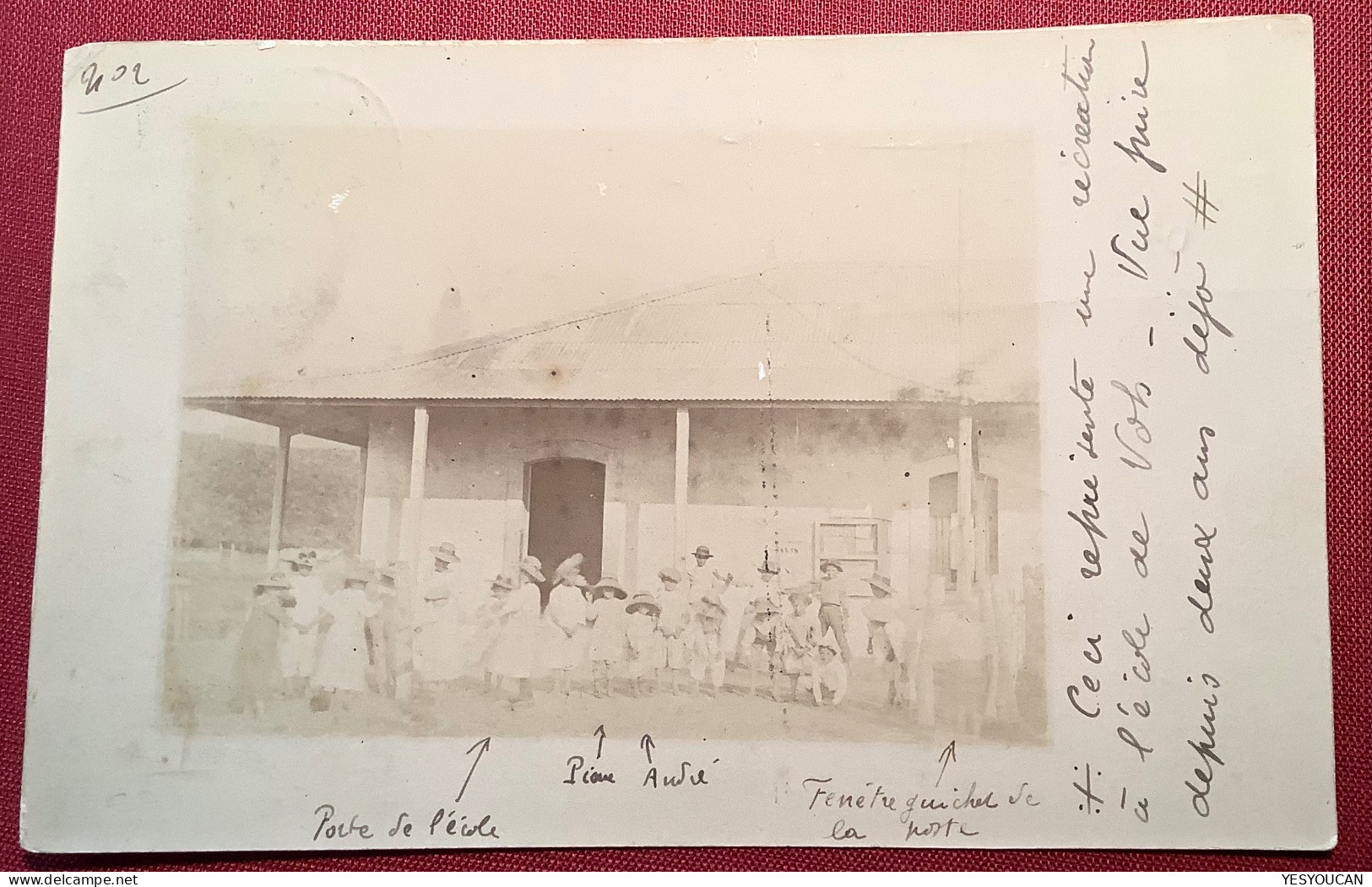 "OUÉGOA 1904" Cpa Photo RRR ! "VOH La Poste Et L’ école" Type Groupe SUP (Nouvelle-Calédonie Cover Carte Postale - Briefe U. Dokumente