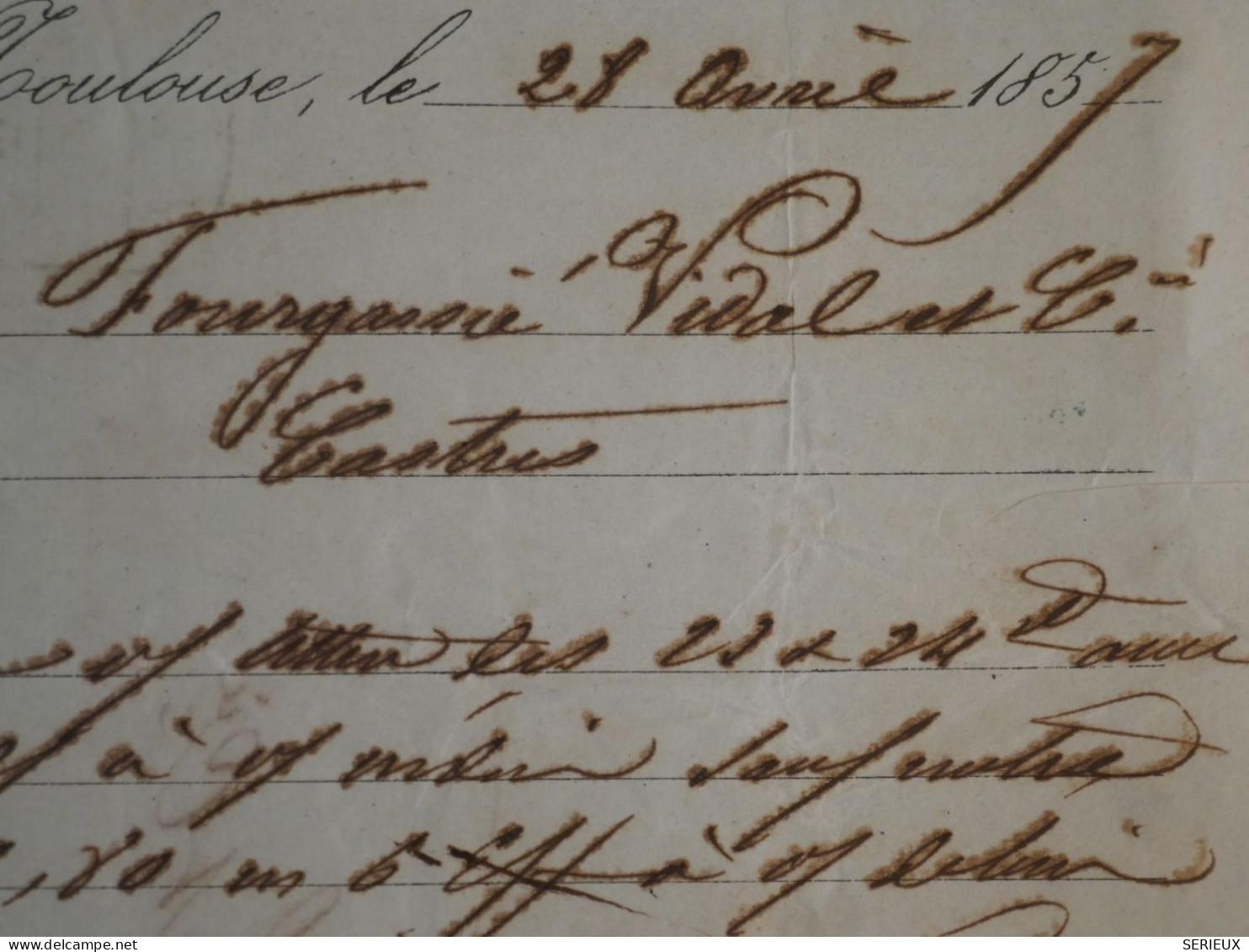 BW1 FRANCE   BELLE LETTRE  1855 TOULOUSE A  CASTRES    ++  NAPOLEON 40C ++AFF. INTERESSANT ++ - 1853-1860 Napoléon III.