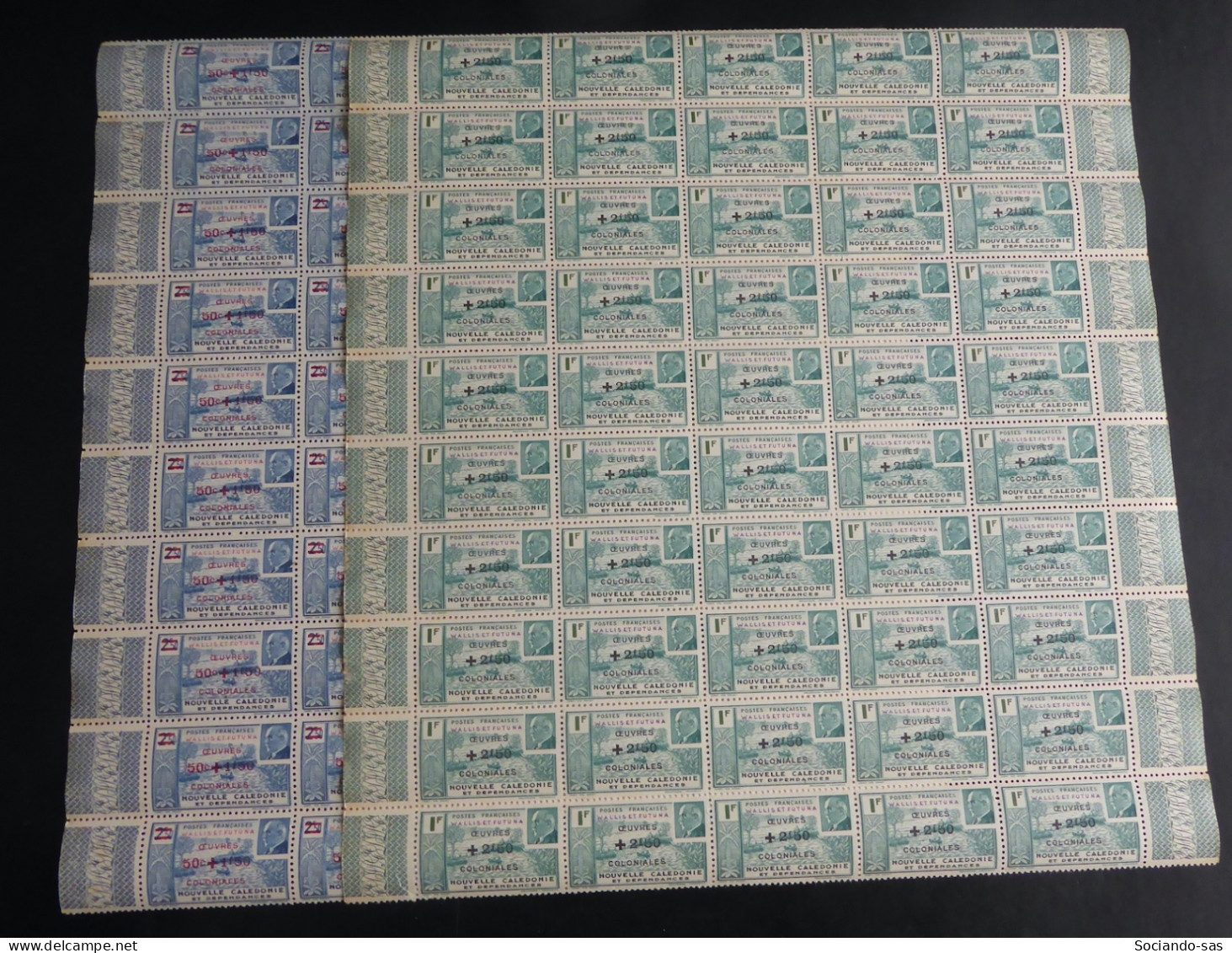 WALLIS ET FUTUNA - 1944 - N°YT. 131 à 132 - Oeuvres Coloniales - Blocs De 50 Bdf - Neuf** / MNH / Postfrisch - Unused Stamps