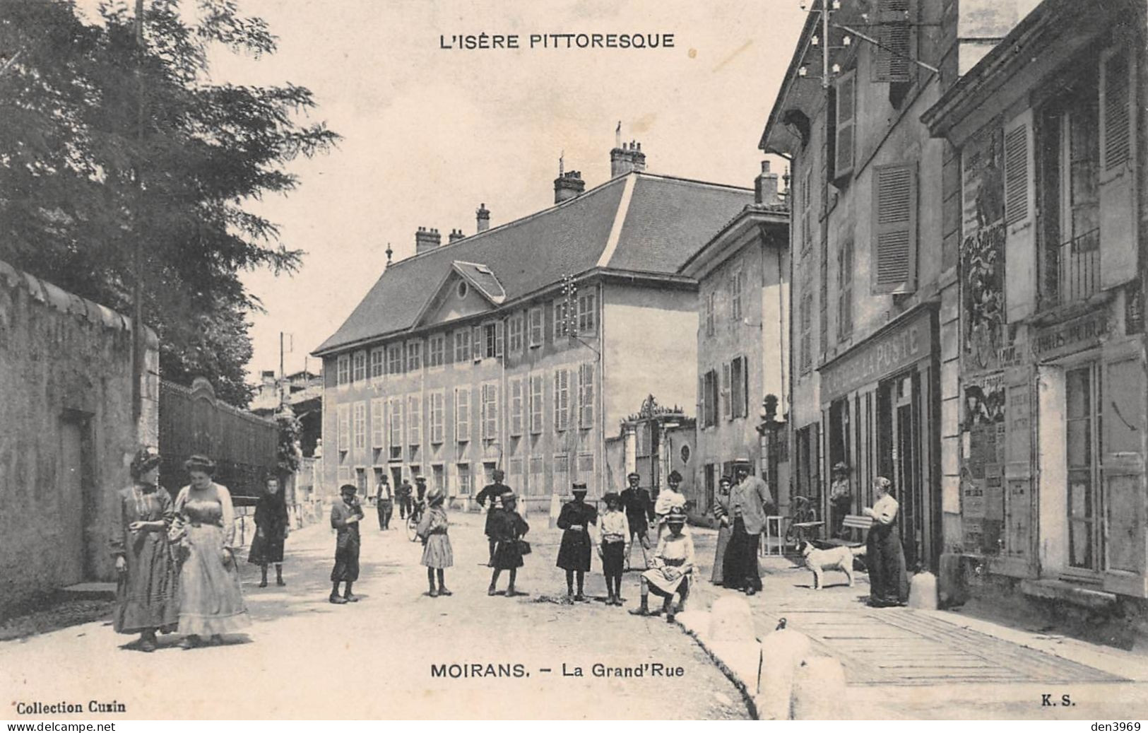 MOIRANS (Isère) - La Grand'Rue - Café De La Poste - Tirage N&B - Ecrit (2 Scans) - Moirans