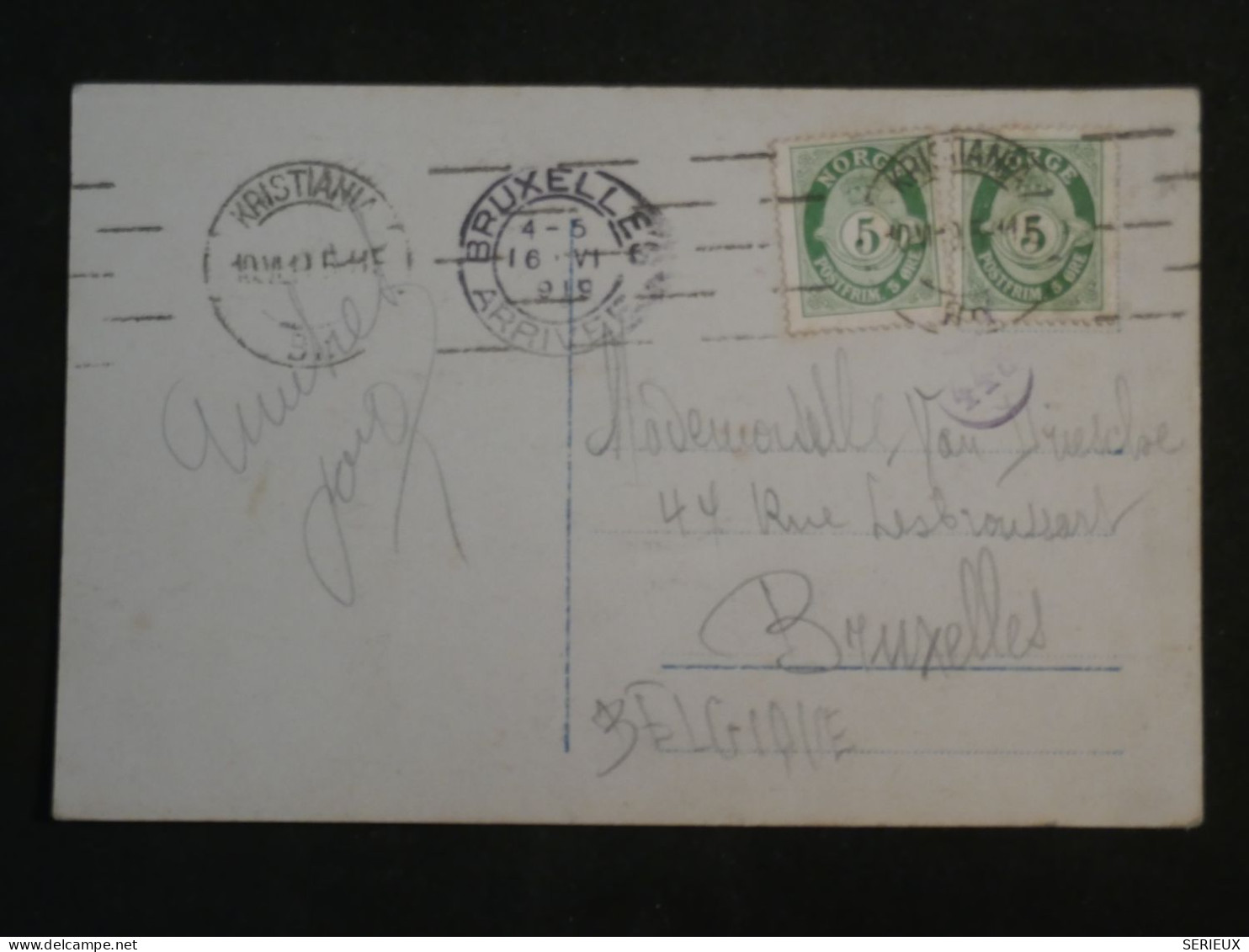 BW1  NORGE   BELLE LETTRE CARTE   1913 KRISTIANA  A  BRUXELLES BELGIQUE +AFF. INTERESSANT ++ - Briefe U. Dokumente