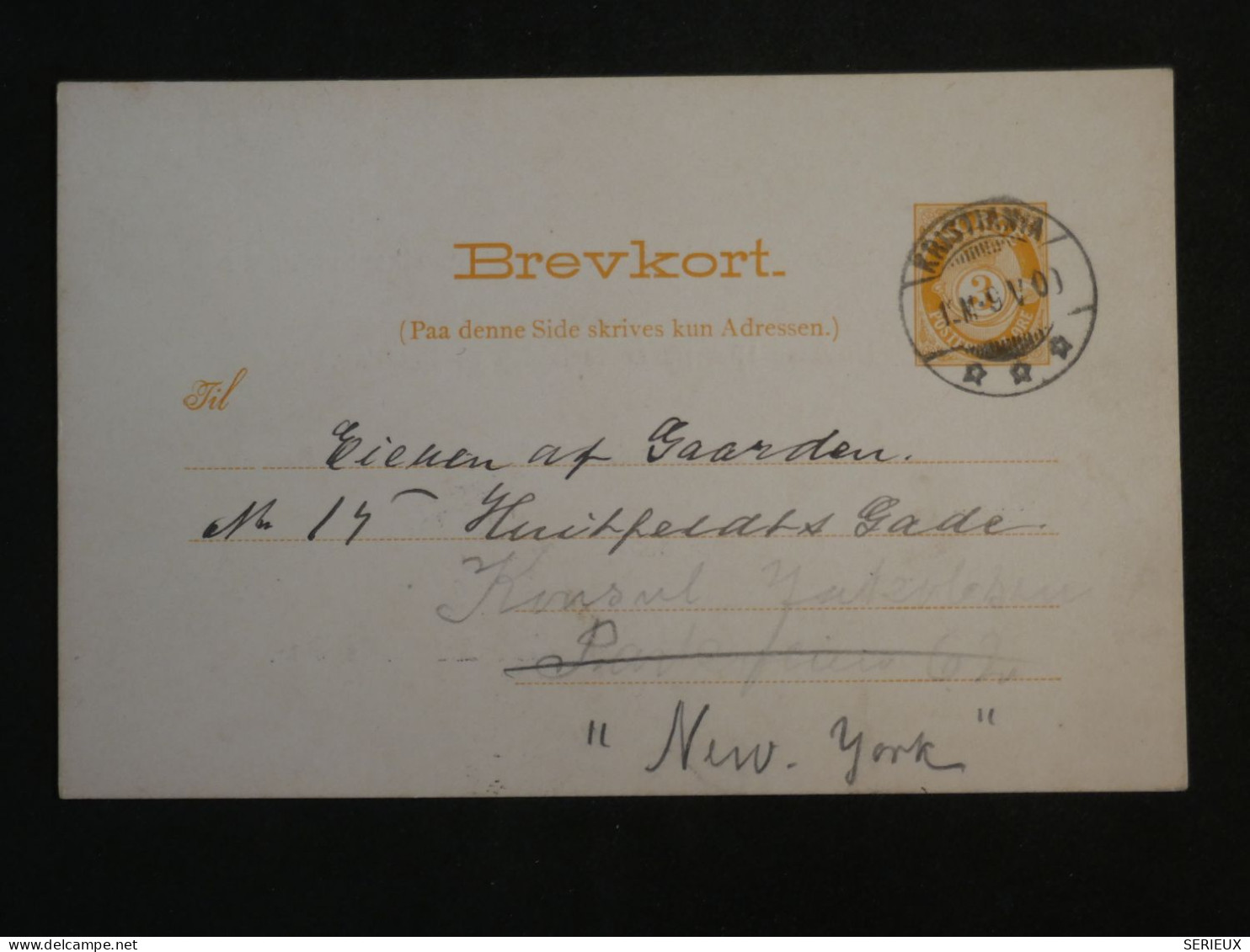 BW1  NORGE   BELLE LETTRE CARTE ENTIER   RR 1904 KRISTIANA A NEW YORK USA  +AFF. INTERESSANT ++ - Postwaardestukken
