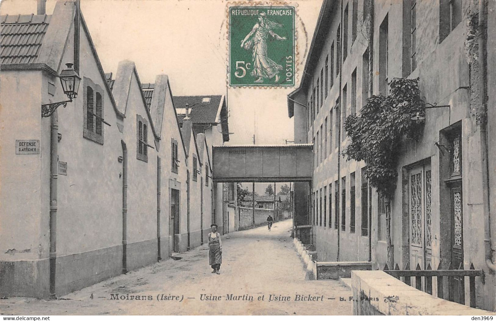 MOIRANS (Isère) - Usine Martin Et Usine Bickert - Voyagé 1914 (2 Scans) Brosses, 29 Rue Lamartine, Lyon Montchat - Moirans