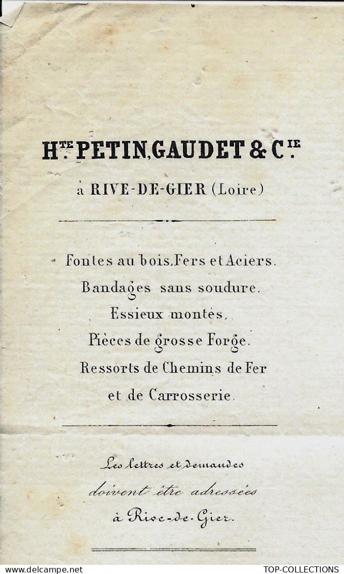 INDUSTRIE 1861 HAUTS FOURNEAUX FORGES ACIERIES  MARINE &  CHEMINS DE FER Rive De Gier Loire => Doré M. De Forges Le Mans - 1800 – 1899