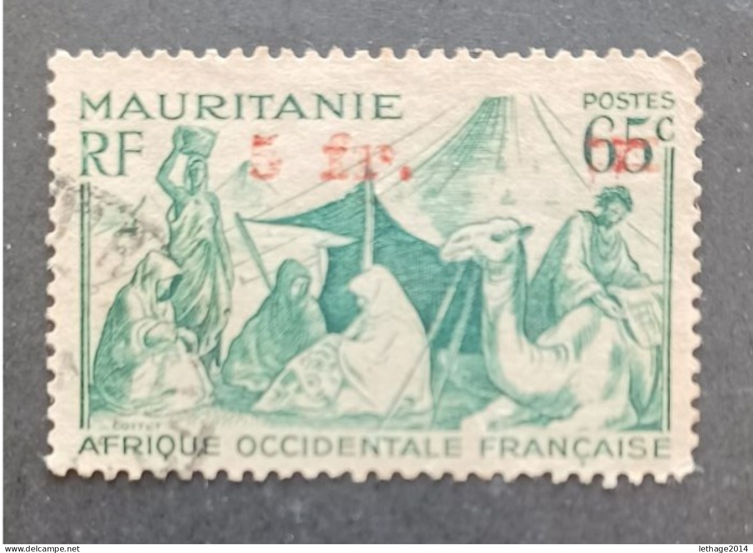 COLONIE FRANCE MAURITANIE FRANCAISE 1944 NOMADES CAT YVERT N 135 VARIETY OVERPRINT EVANESCENT - Used Stamps