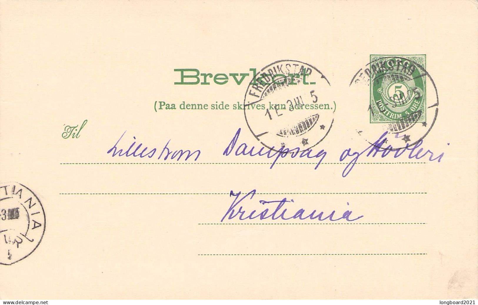 NORWAY - BREVKORT 10 Ö 1905 FREDERIKSTAD - KRISTIANIA ** Mi P49 II / *547 - Interi Postali