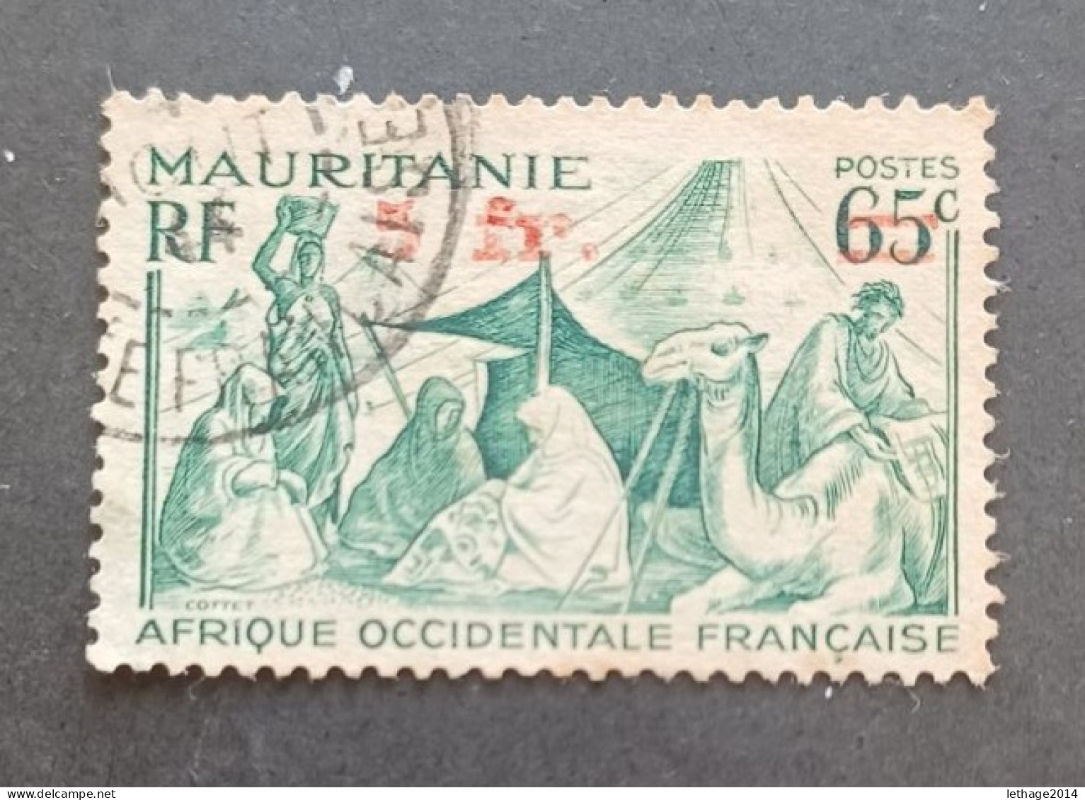 COLONIE FRANCE MAURITANIE 1944 NOMADES CAT YVERT N 135 OVERPRINT EVANESCENT - Usati