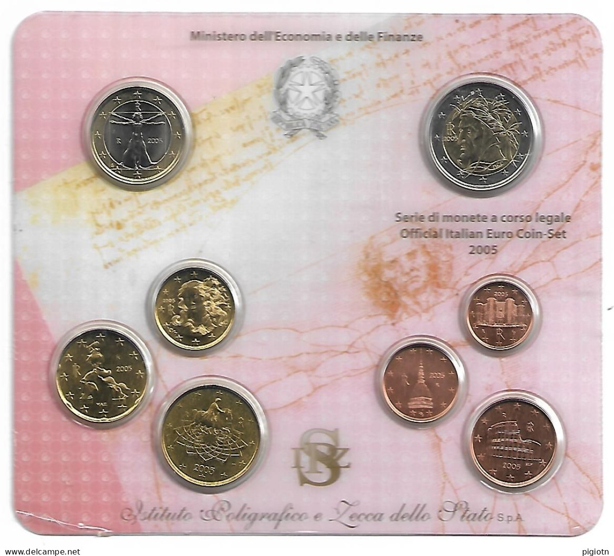EURO 2005 - SERIE DI MONETE A CORSO LEGALE 2005 OFFICIAL ITALIAN COIN-SET - Mint Sets & Proof Sets