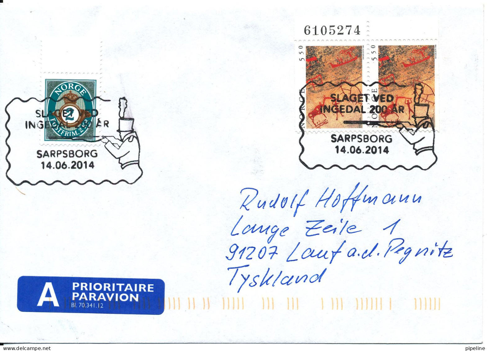 Norway Cover Sarpsborg 14-6-2014 (Slaget Ved Ingedal 200 Years Anniversary) - Briefe U. Dokumente