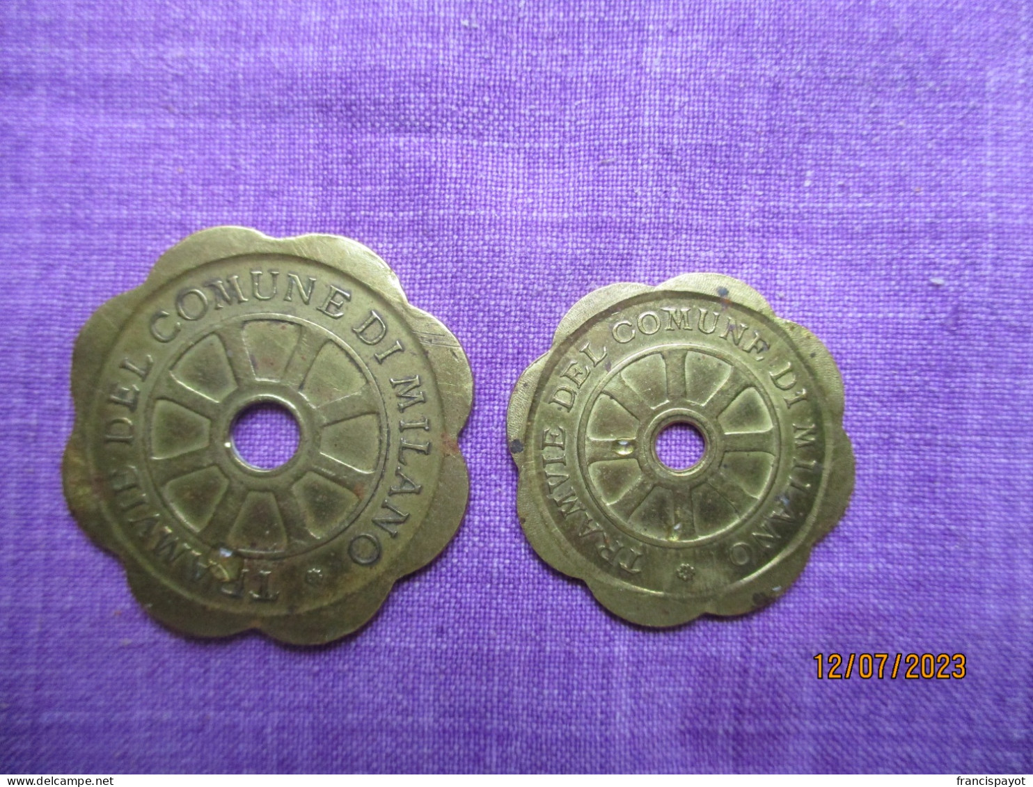 Token Tramway Milano 1920 Tariffa Normale + Tariffa Ridotta 1920 - Firma's