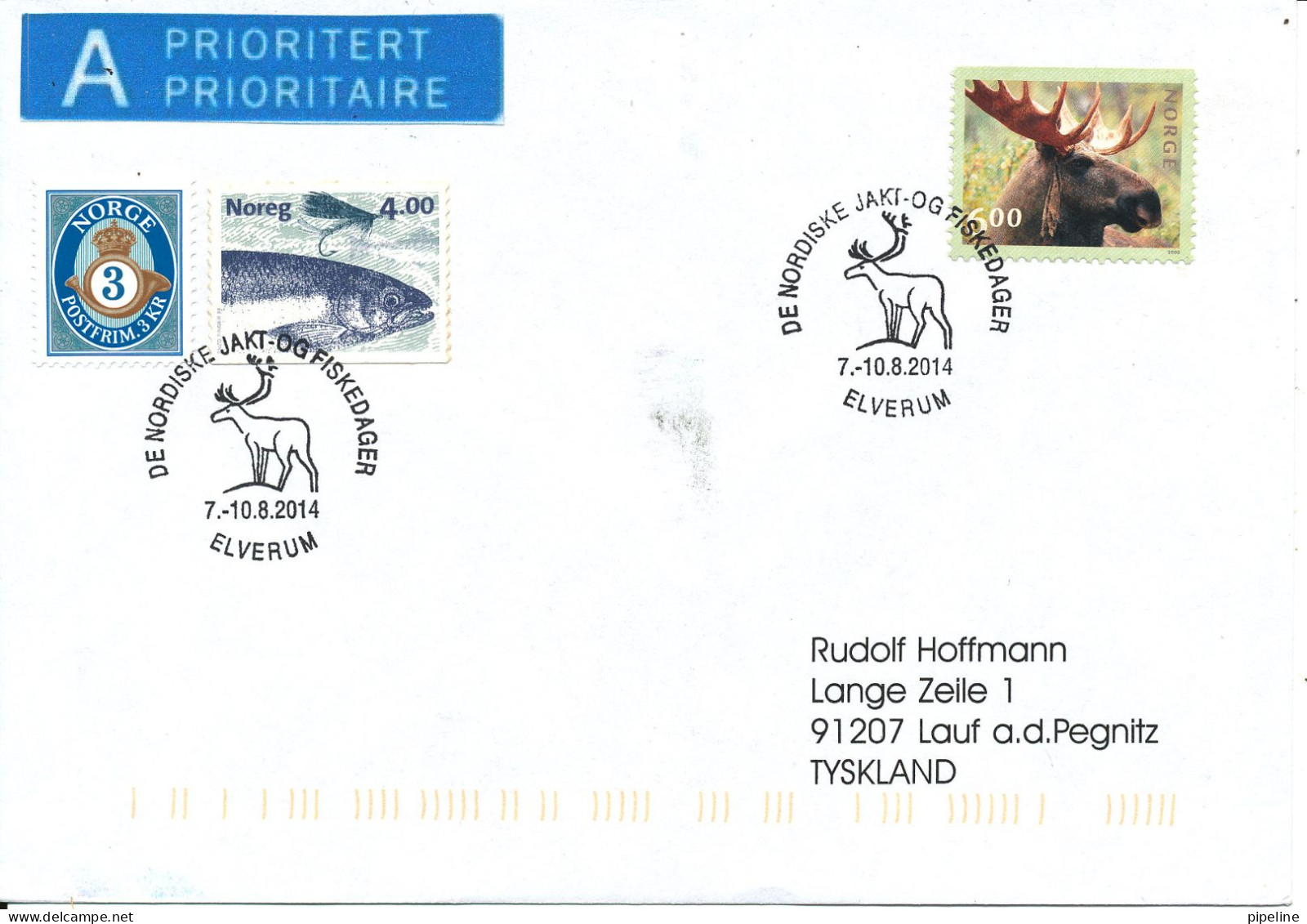 Norway Cover Elverum 7-10/8 2014 (De Nordiske Jakt Og Fiskedager) - Briefe U. Dokumente