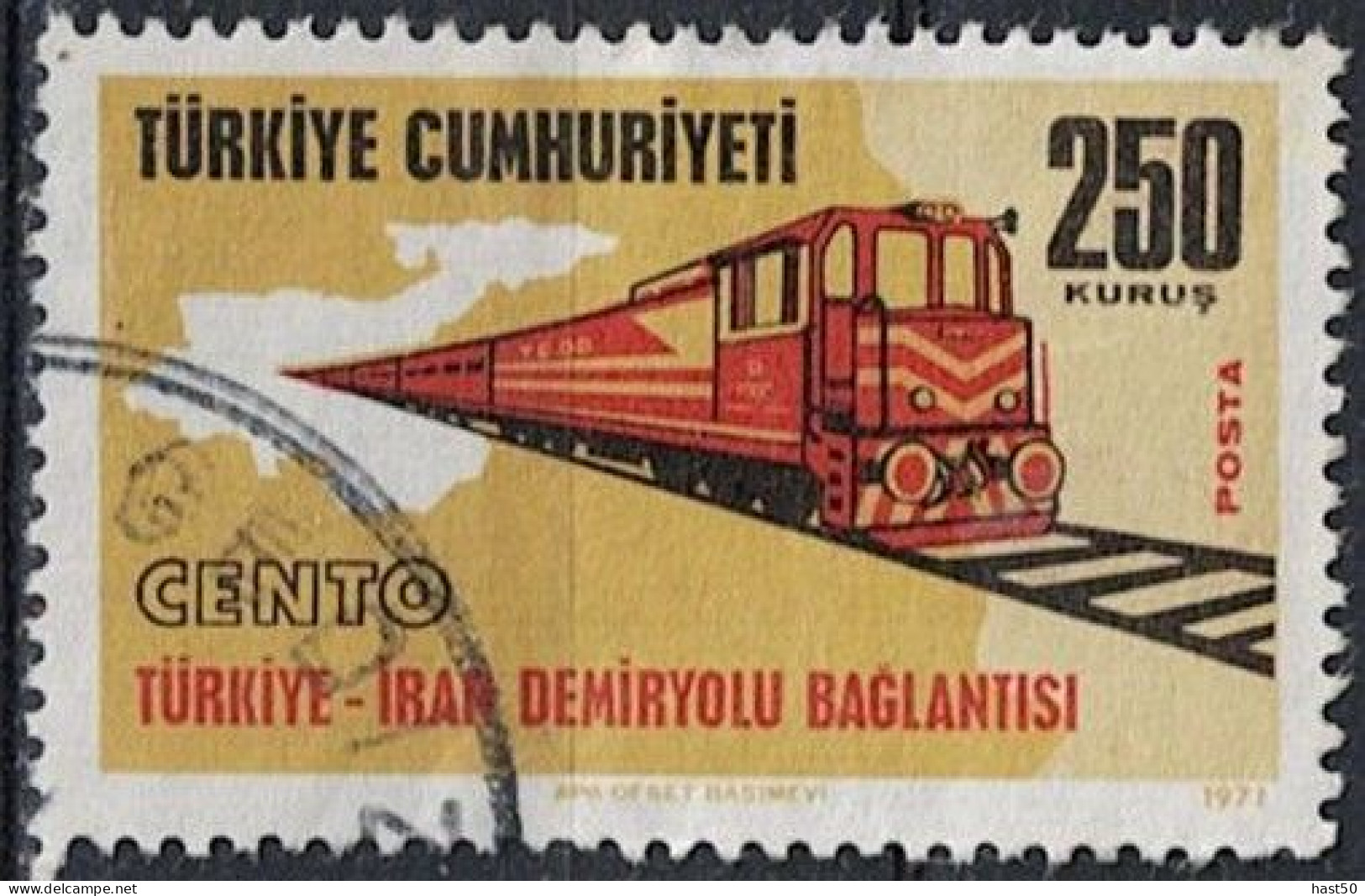 Türkei Turkey Turquie - Bahnverbindungen Türkei–Bulgarien Und Türkei–Iran (MiNr: 2237) 1971 - Gest Used Obl - Usati