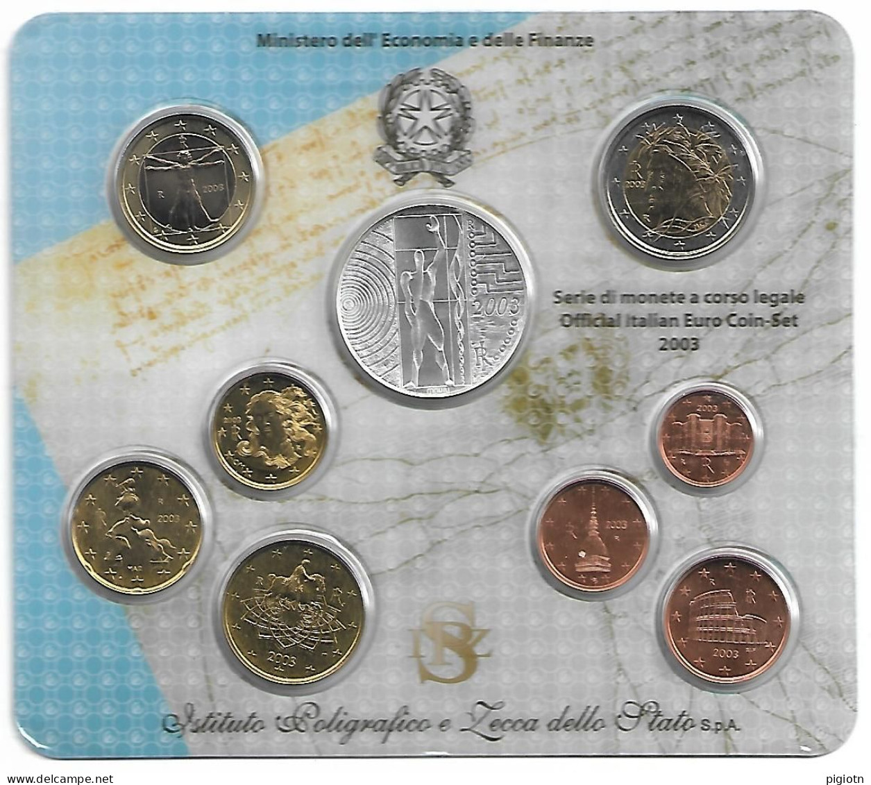 EURO 2003 - SERIE DI MONETE A CORSO LEGALE 2005 OFFICIAL ITALIAN COIN-SET - CON 5 EURO IN ARGENTO EUROPA DEL LAVORO - Mint Sets & Proof Sets