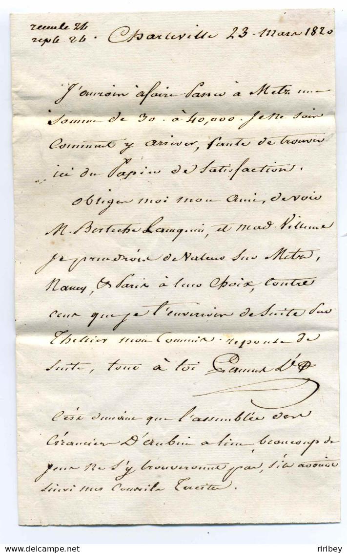 Cursive 7 Charleville MEZIERES / Dept Des Ardennes / 23 Mars 1820 - 1801-1848: Precursors XIX