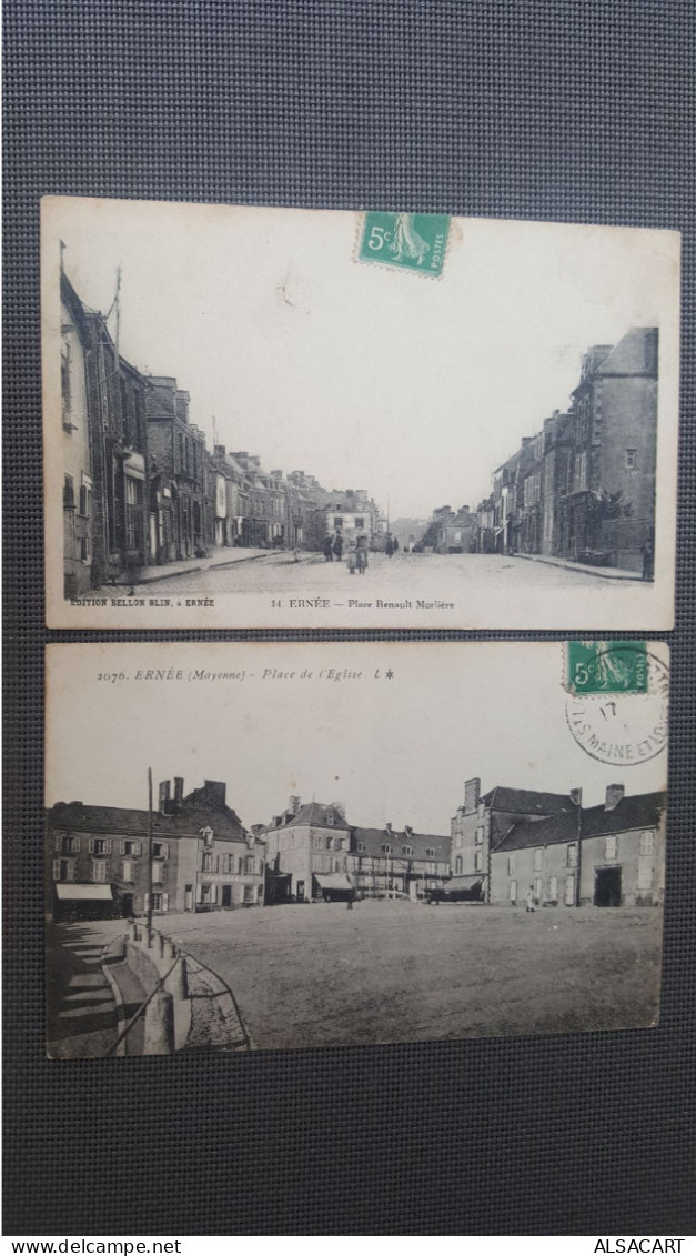 Ernée , 2 Cartes , Place Morlière - Ernee