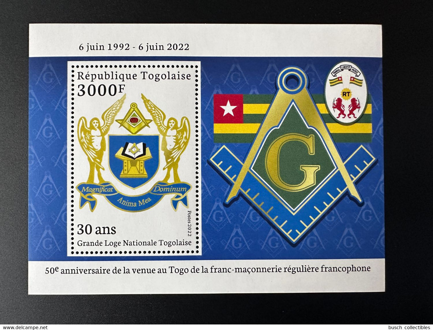 Togo 2022 S/S Bloc Mi. ? 50 Ans Grande Loge Régulière Franc-maçons Freimaurer Freemasonry Masonic - Franc-Maçonnerie