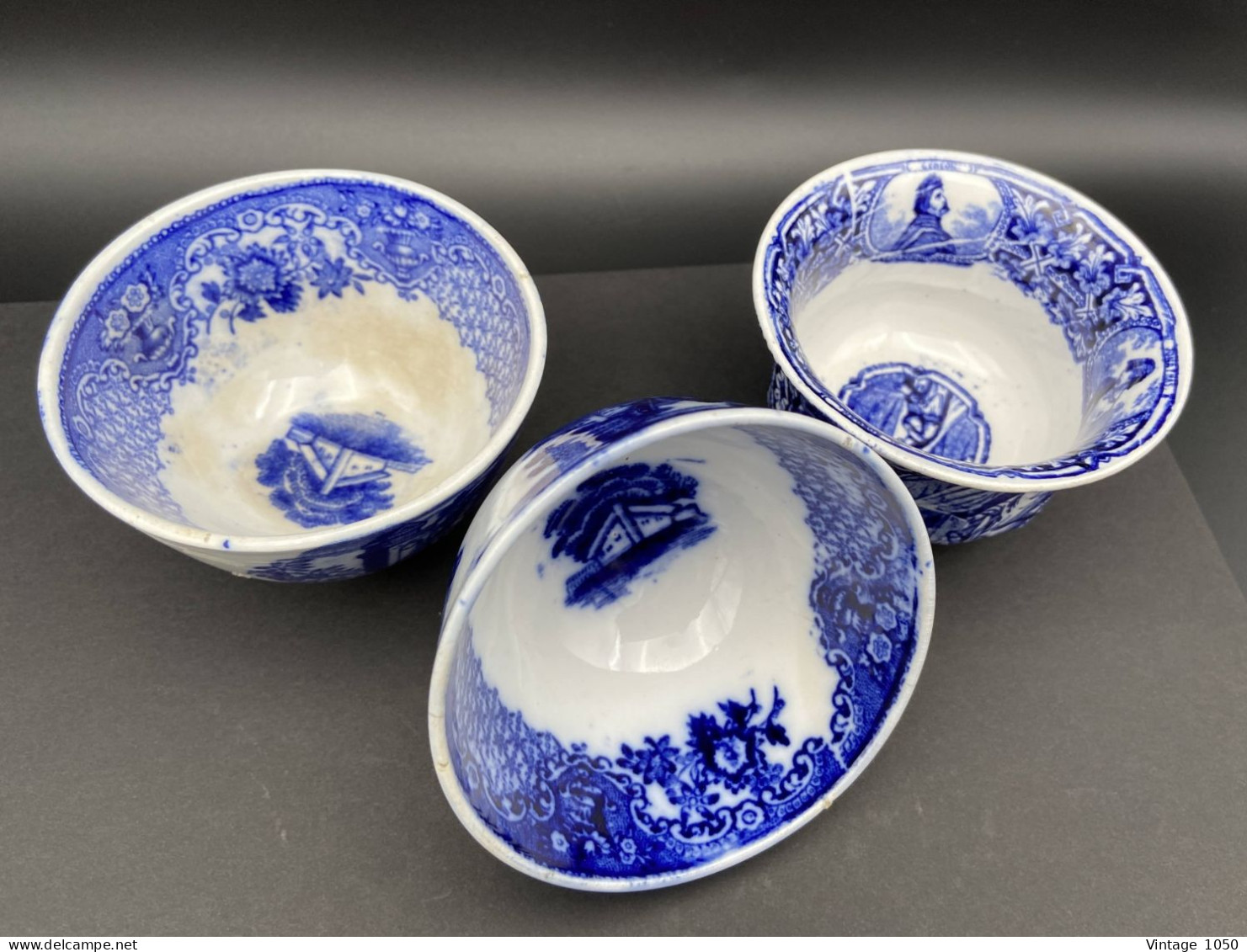 PETRUS REGOUT & Cie Maastricht Lot De 3 Pochons  Blanc Bleu 1836-1899 Ht 5.5cm #faience #rare - Maastricht (NLD)