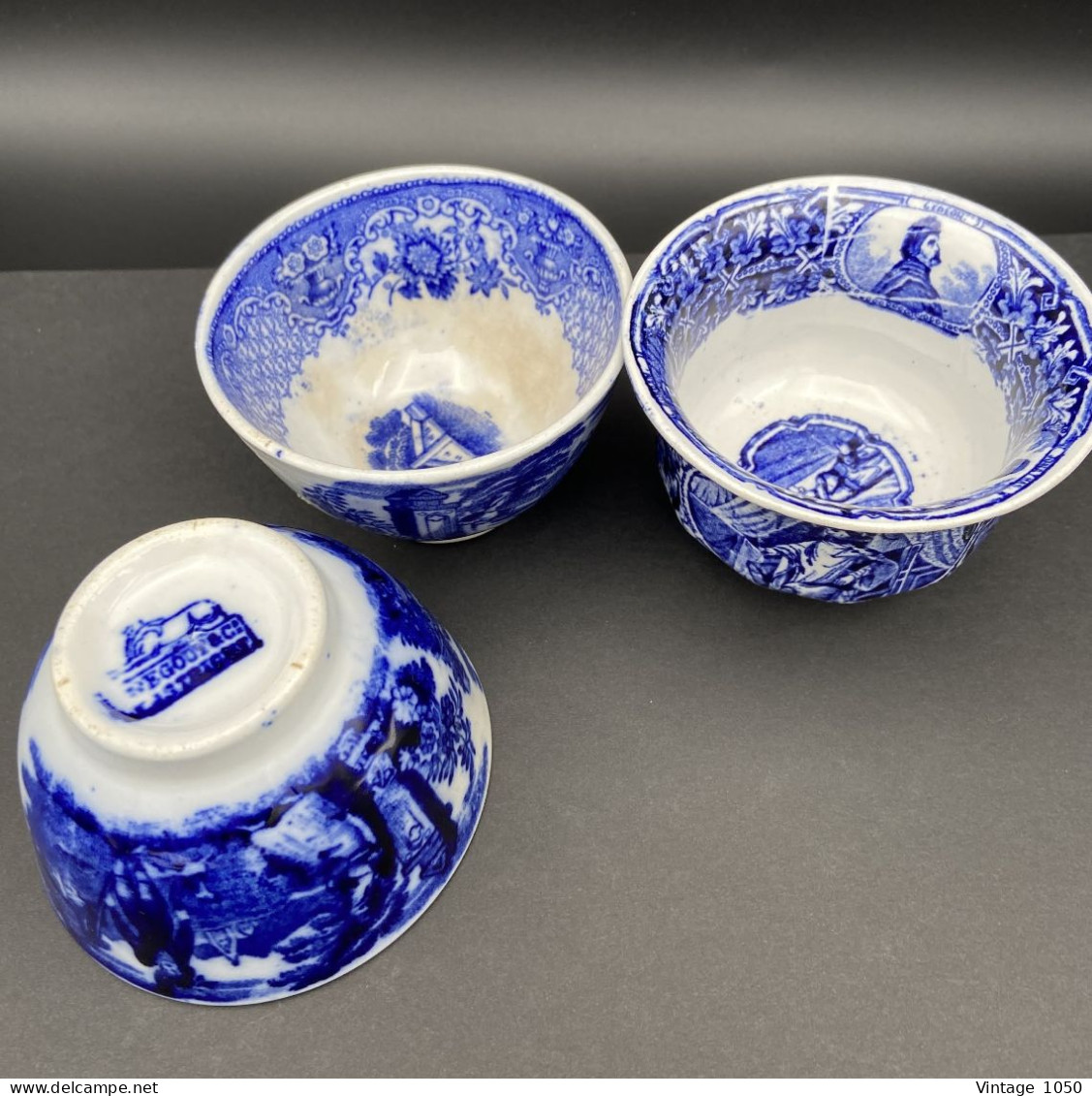 PETRUS REGOUT & Cie Maastricht Lot De 3 Pochons  Blanc Bleu 1836-1899 Ht 5.5cm #faience #rare - Maastricht (NLD)