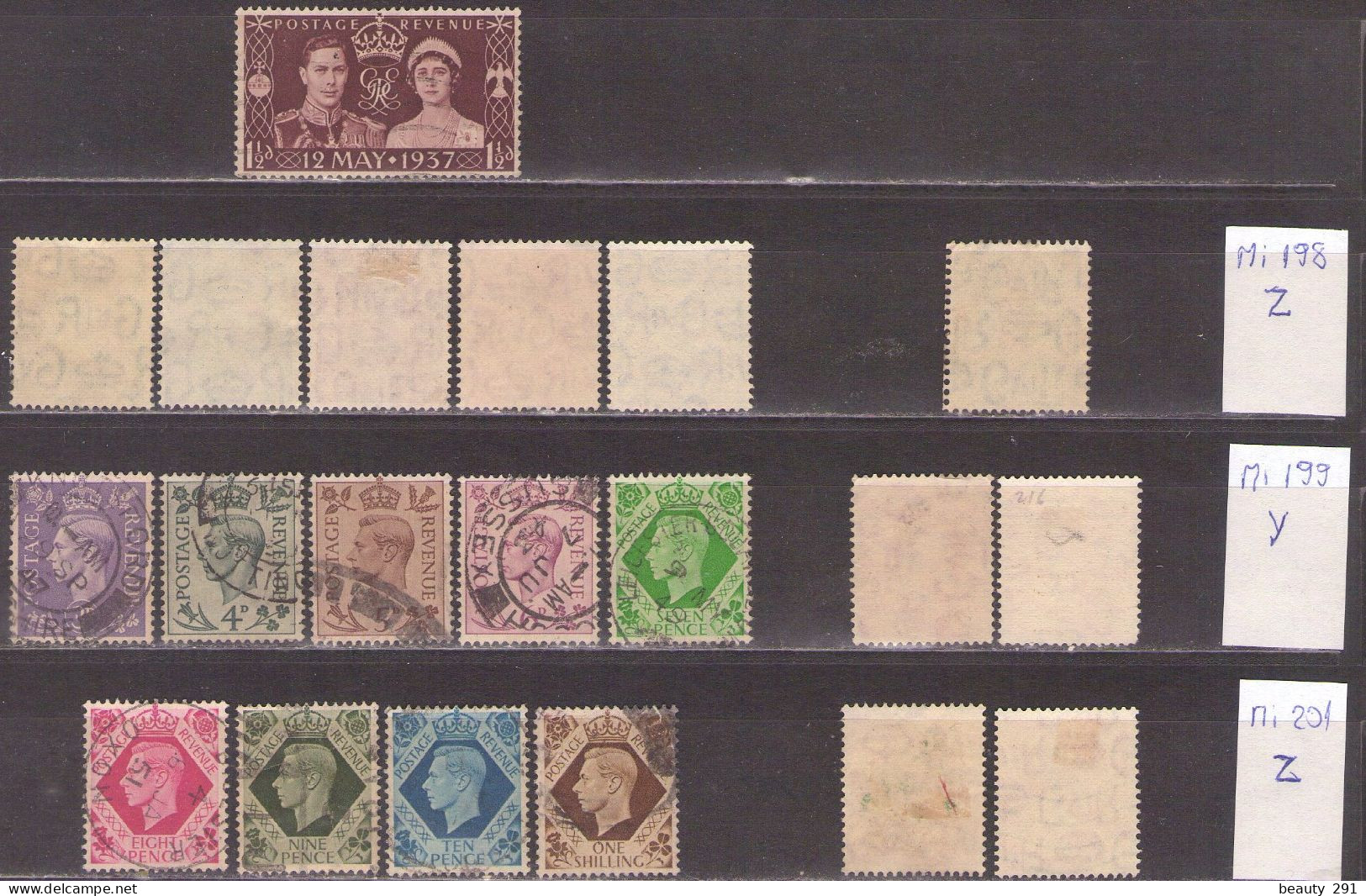 Great Britain 1937 King George VI - Mi. 198-211 + X,Y,Z - Used - Used Stamps