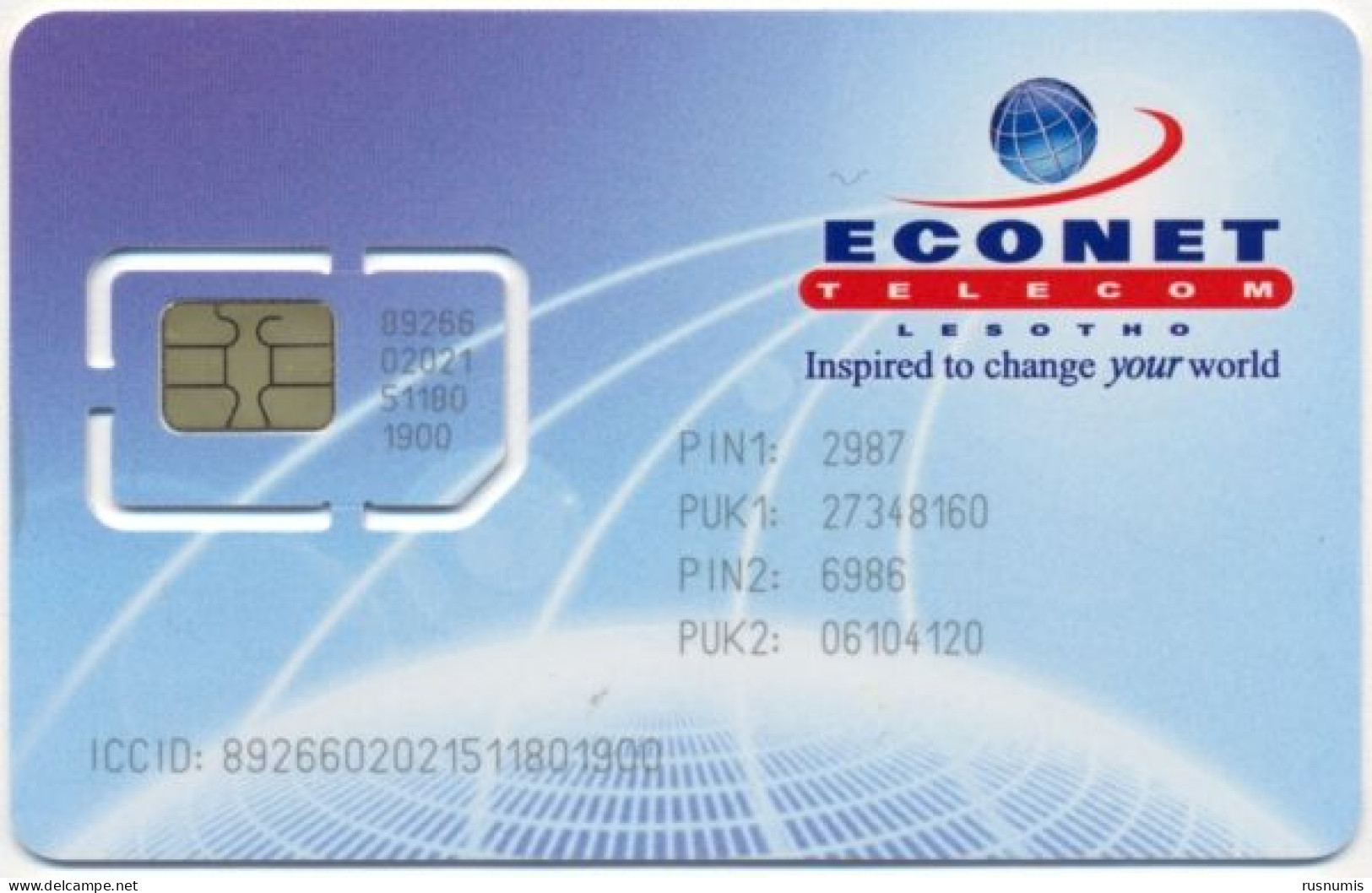 LESOTHO GSM (SIM) CHIP CARD ECONET MINT UNUSED - Lesoto