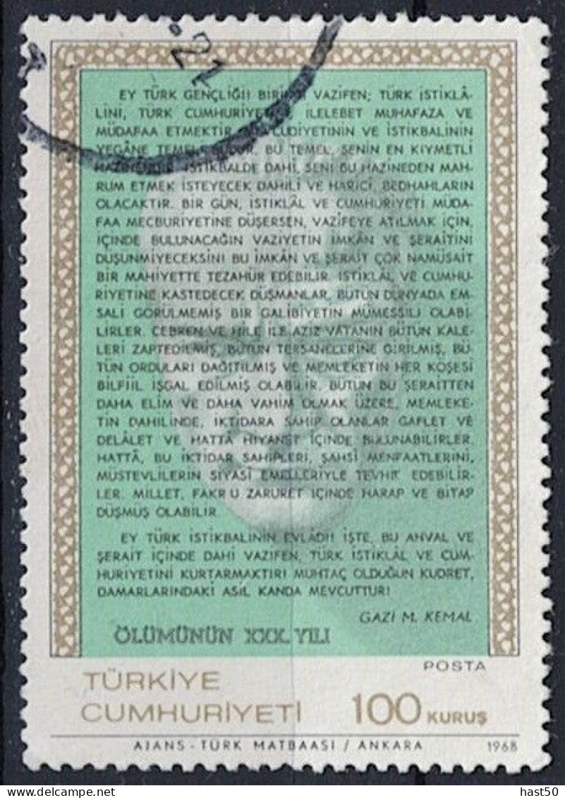 Türkei Turkey Turquie - 30. Todestag Atatürks (MiNr: 2108/11) 1968 - Gest Used Obl - Gebruikt