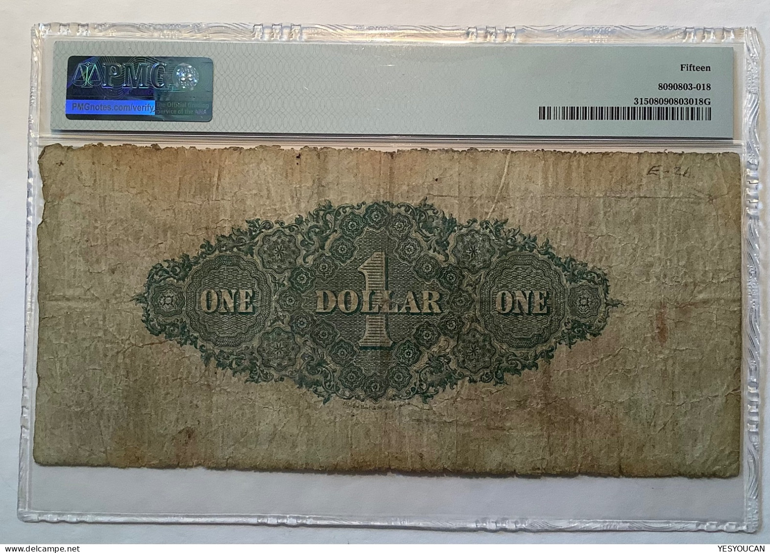 British North Borneo Company 1908 ! 1 Dollar RARE EARLY BANKNOTE Pick 3 1884-1920 PMG15 (Malaysia Straits Settlements - Maleisië