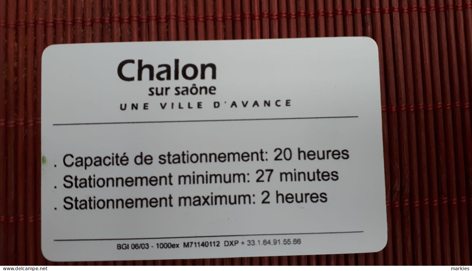 Piaf  Card Chalon France 2 Photos Used Rare ! - PIAF Parking Cards