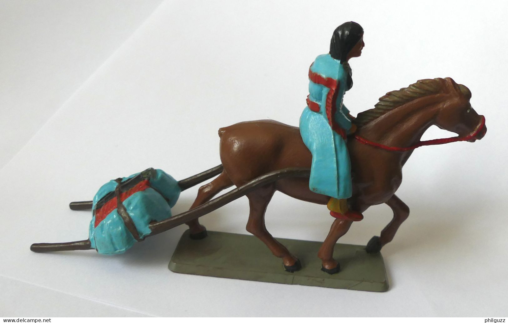 FIGURINE STARLUX INDIENNE A CHEVAL AVEC BAGGAGES SUR TRAVOIS INDIEN Réf 2841 1969 - Starlux