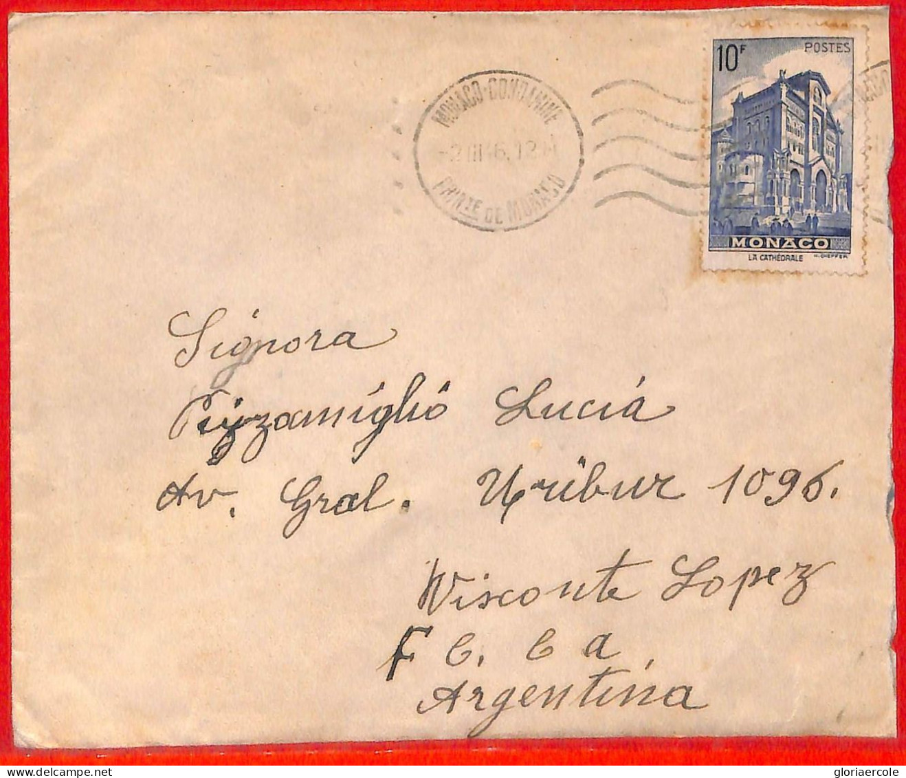 Aa0991 - MONACO - Postal History -  COVER To ARGENTINA 1946 - Covers & Documents